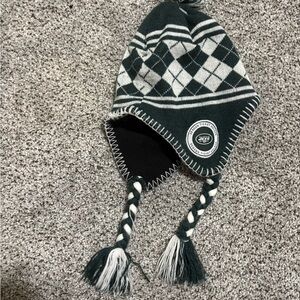 Argyle Knit  New York Jets Hat with Earflaps